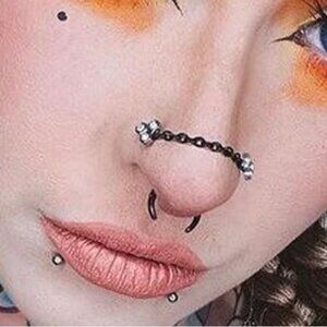 ⭐NWT Goth Punk Black Black PVD Rolo Titanium Nose Chain